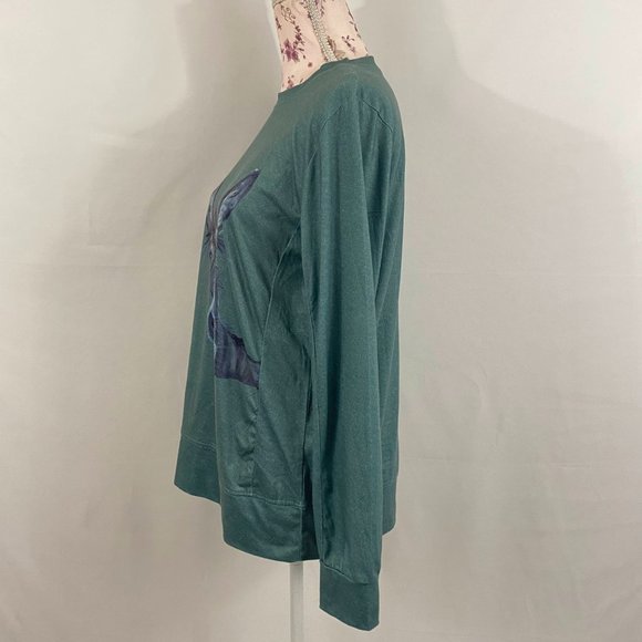 sz:M Teal Long Sleeve Donkey Graphic Pullover Top - Picture 5 of 10